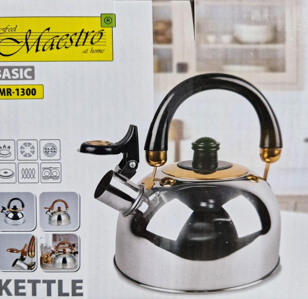 Чайник Maestro MR-1300 зі свистком з нержавіючої сталі (1450608610) - фото 4 Чайник Maestro MR-1300 зі свистком з нержавіючої сталі (1450608610) - фото 4