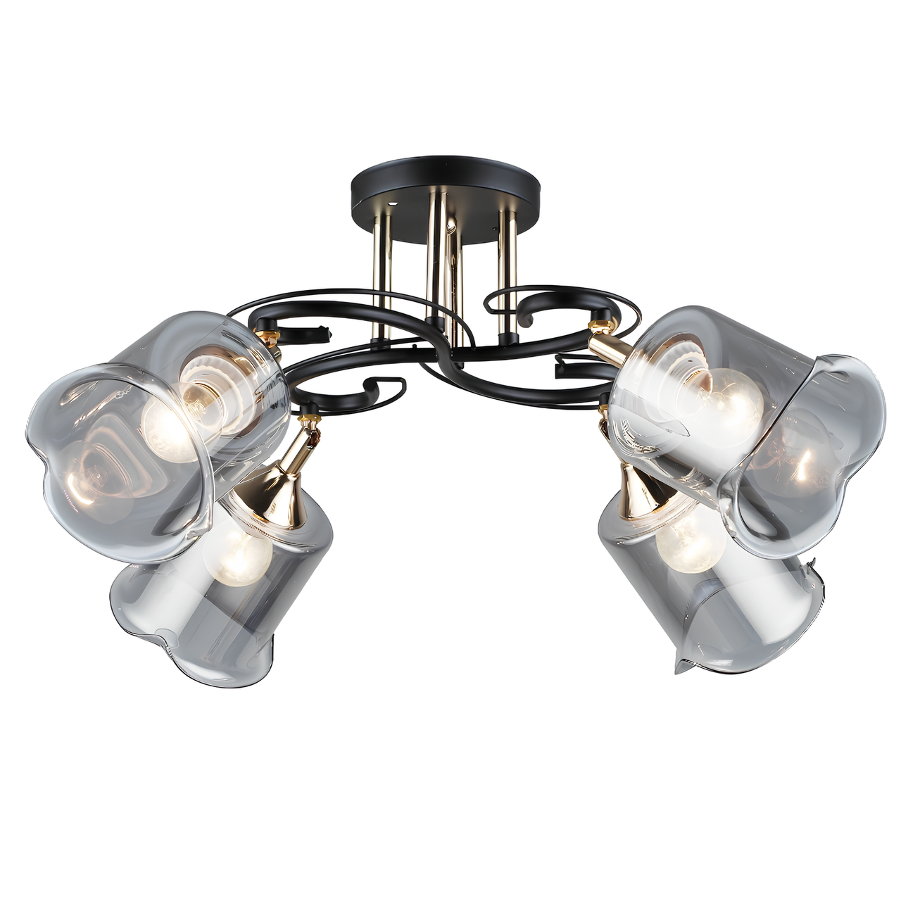 Люстра Svet с четырьмя поворотными плафонами под лампы Е27 Дымчатый (SR-N4862/4 BK+FGD)