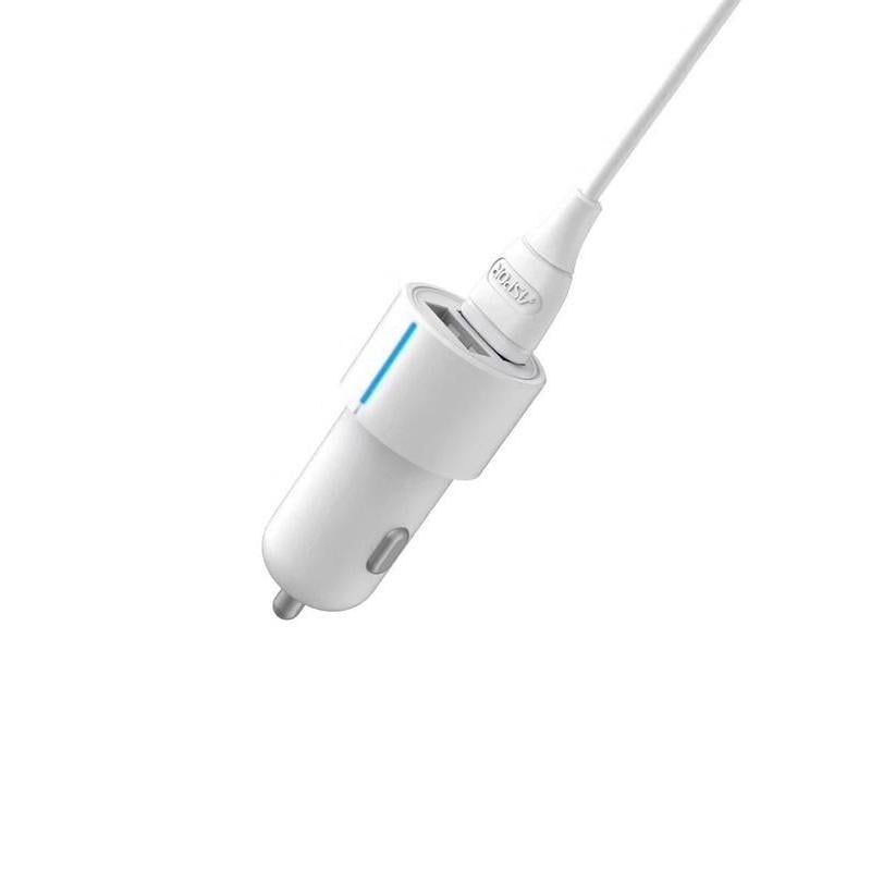 Автомобільний зарядний пристрій Aspor A905 2USB/2,4A та USB кабель Lightning Білий (920023)
