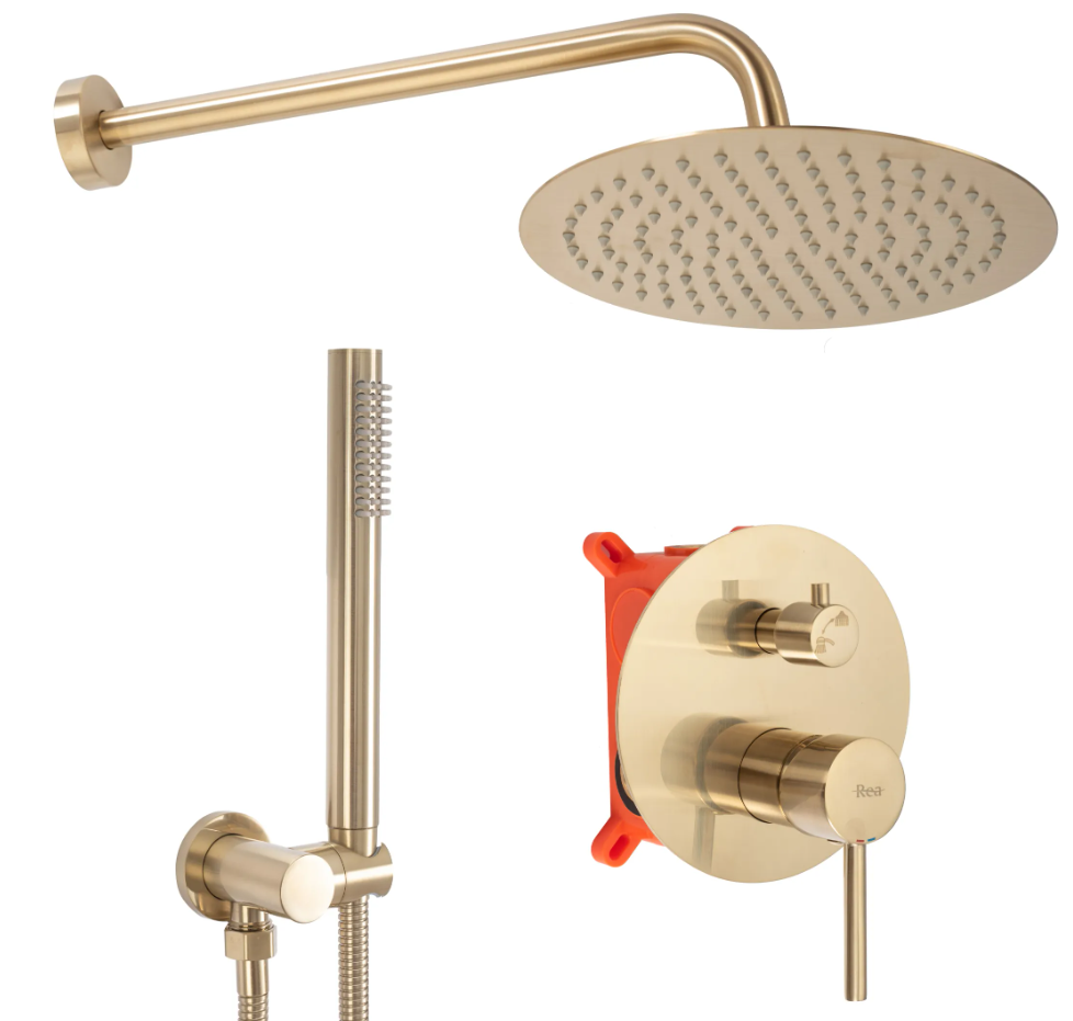 Душевой гарнитур скрытого монтажа Rea LUNGO P4160 + Box Gold Matt (117369)