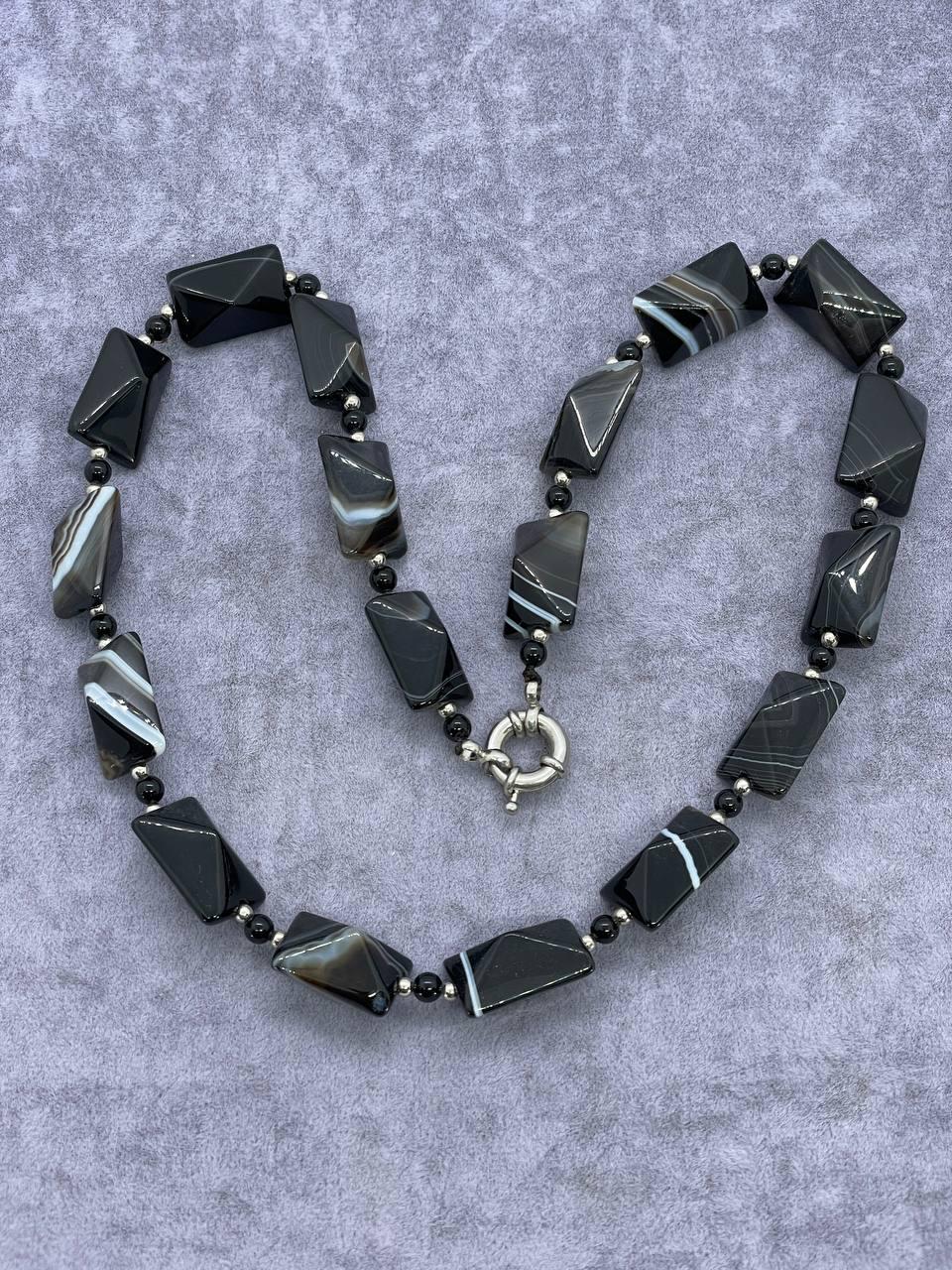 Бусы агат 50 см Коричневый (9857)