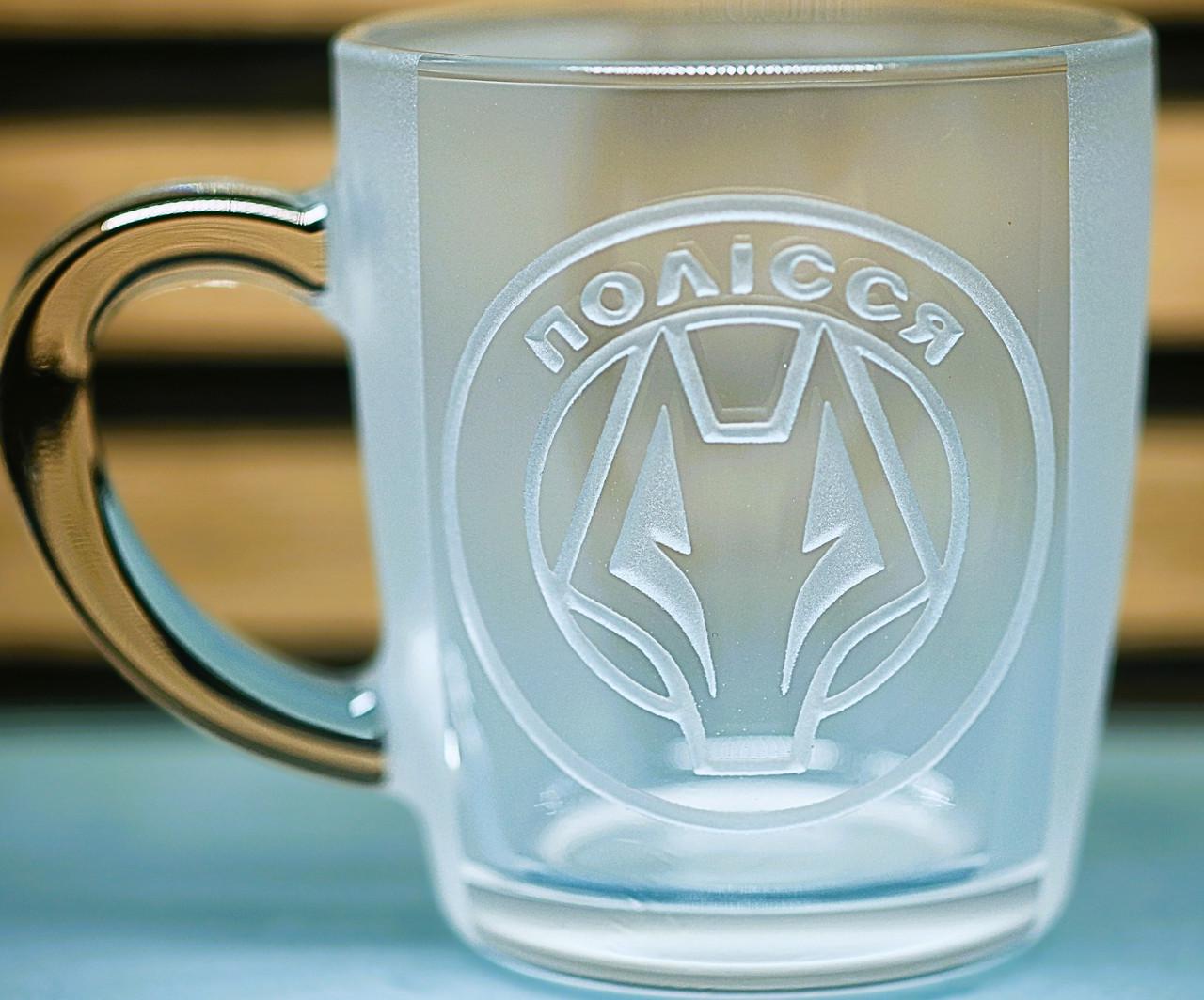 Чашка стеклянная ФК ''Полісся'' с гравировкой 320 мл (1948729965)