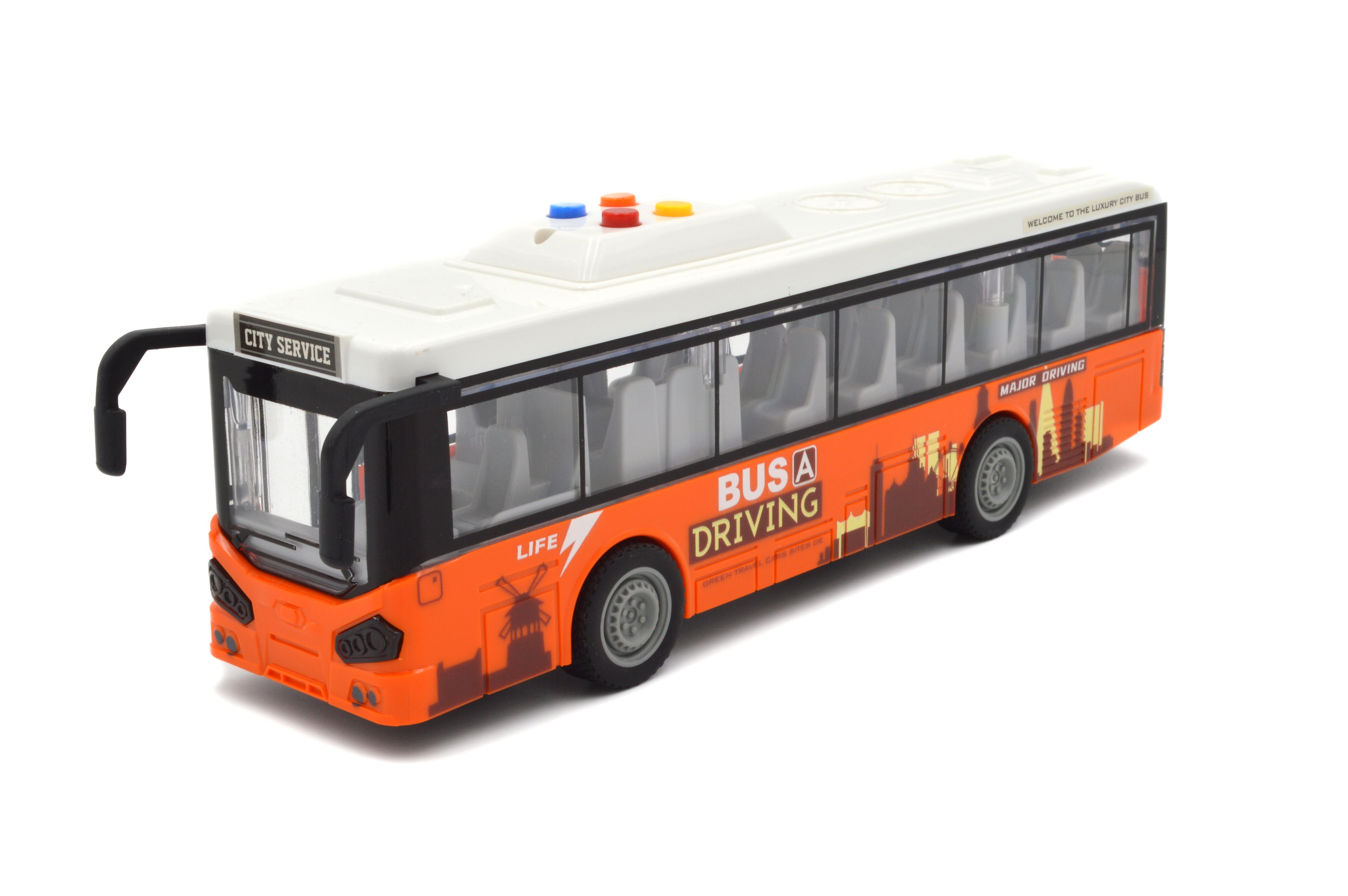 Автобус игрушечный JS120A инерция звук свет открываются двери