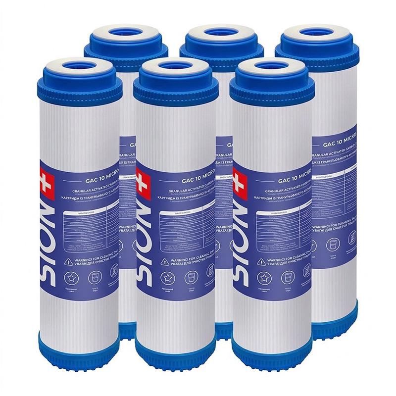 Комплект картриджей угольных гранулированных GAC Sion 2,5"x10" 10 мкм 6 шт.