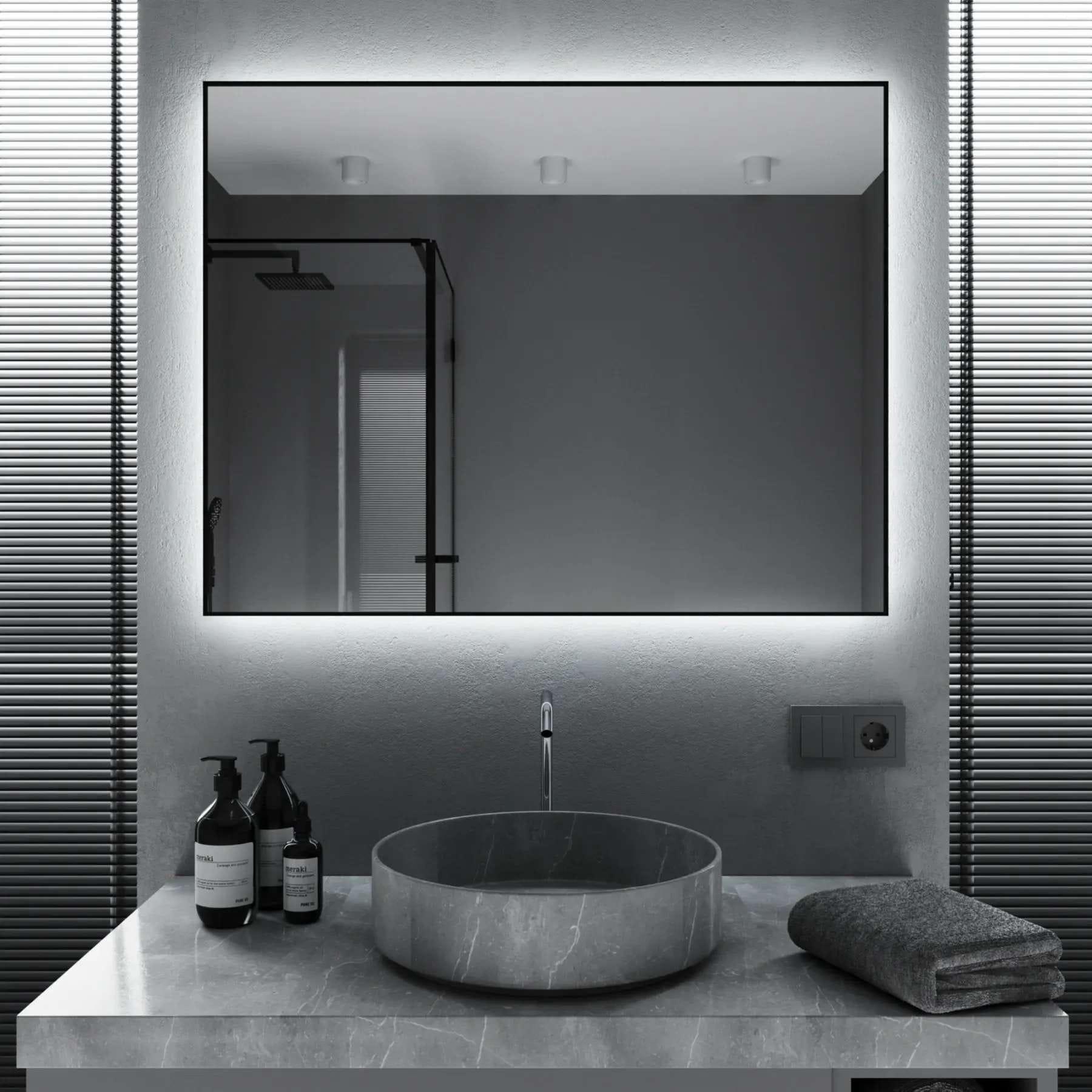 Зеркало для ванной комнаты Mironiks Outline прямоугольное с фоновой LED-подсветкой 800x1000 мм (FR-MRKS-311931)