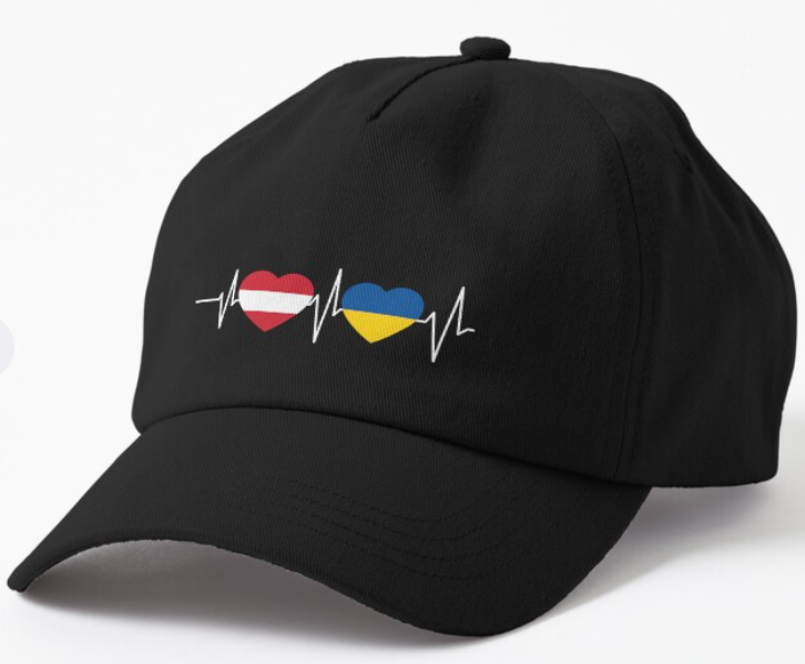 Кепка унисекс Malfini с патриотическим принтом Austria Ukraine Австрия Украина Черный (УКР369К-1)