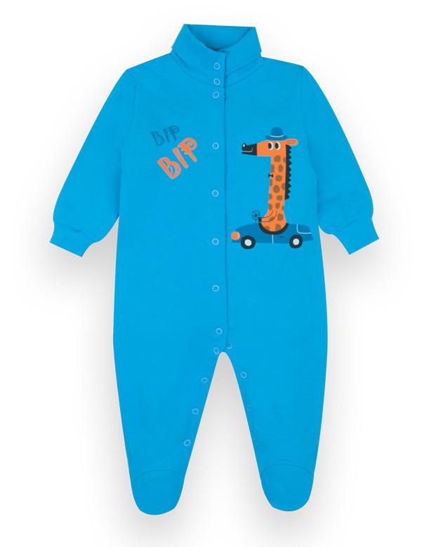 Комбинезон детский хлопковый для мальчика Gabbi КВ-21-42-2 Жирафик 80 см Голубой (12979)