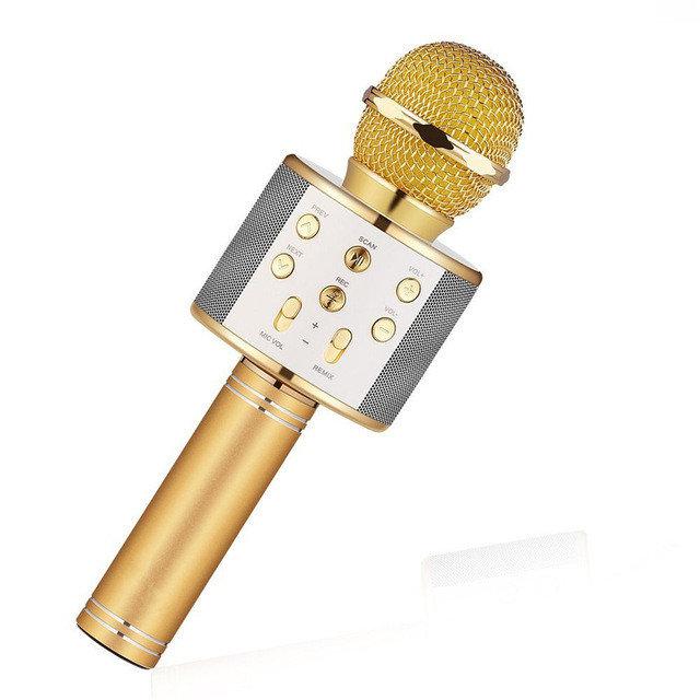 Микрофон караоке Спартак WS858 Karaoke bluetooth Gold (006813)