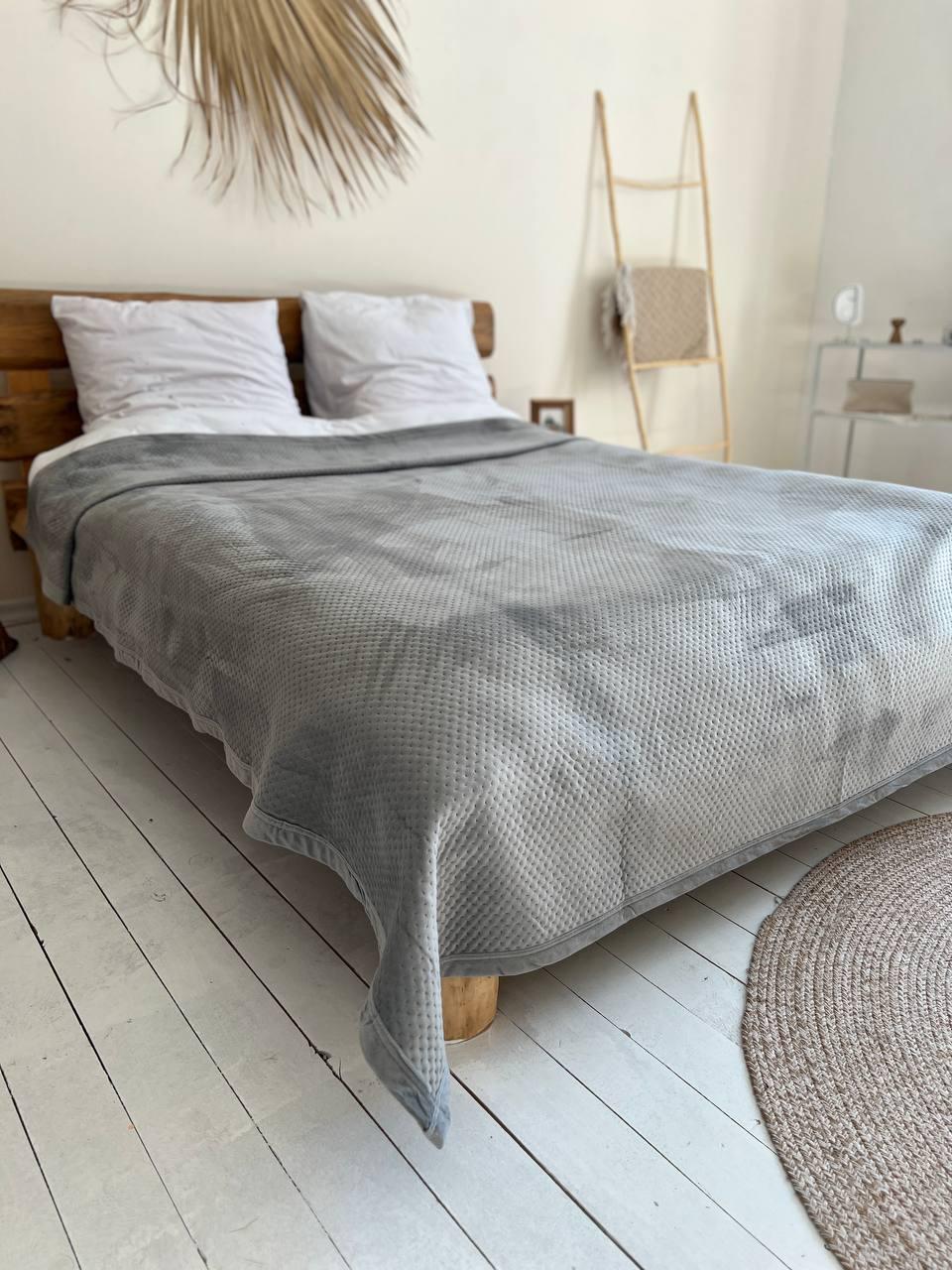 Плед классический крестик котон 210х230 см Серый (27666-1) Плед классический крестик котон 210х230 см Серый (27666-1)