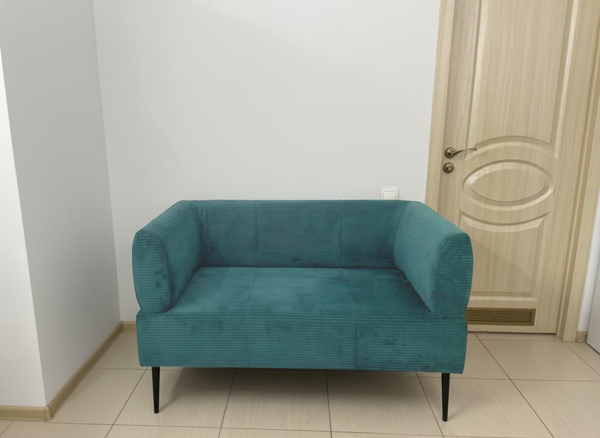 Диван офісний Tobi Sho Бенно-1 з підлокітниками 1200х720х750 мм велюр/вельвет Lotus 85/Blue (gfjkgh78)