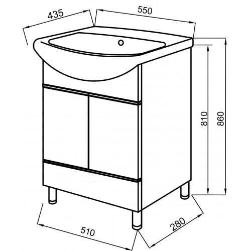 Тумба Ріо 55 Т-4 з умивальником Артеко (23465218) - фото 2 Тумба Ріо 55 Т-4 з умивальником Артеко (23465218) - фото 2
