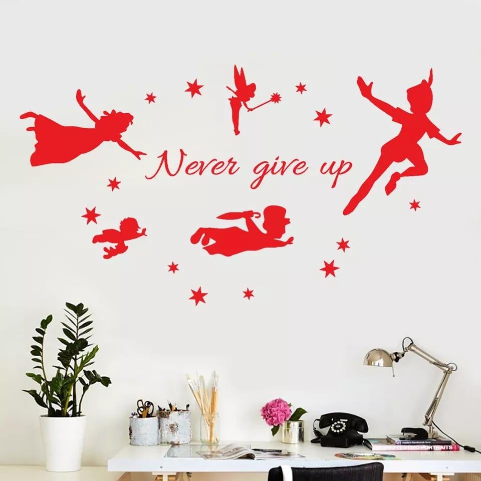 Наклейки виниловые Never give up лист 60х22 см (Б193)