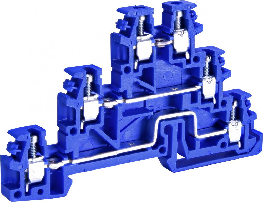 Клемма винтовая наборная ETI ESC-TLD.2B трехуровневая 24А 2,5 мм2 85x6,2x52 мм Синий (3903249)