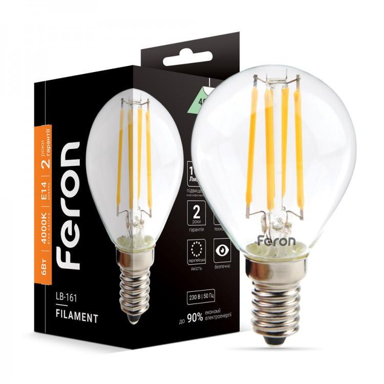 Лампа світлодіодна Feron filament 6W E14 4100K (10944112)