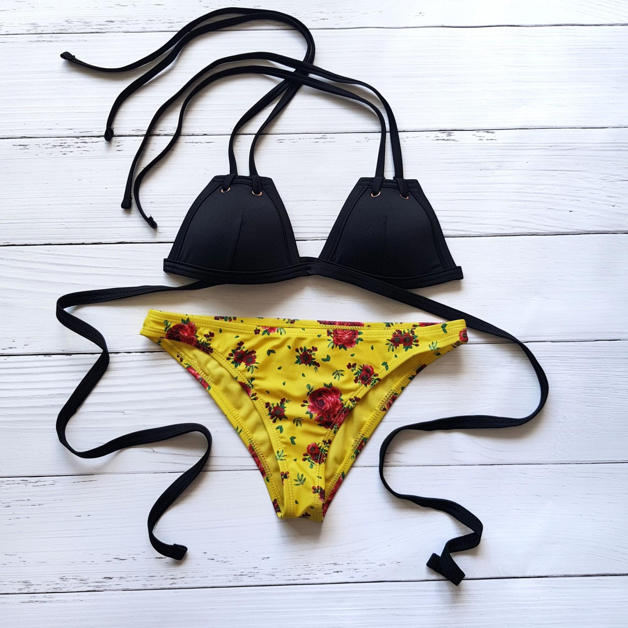 Купальник роздільний Asos Swim 8608 XS р. 40 Чорний з квітковим принтом