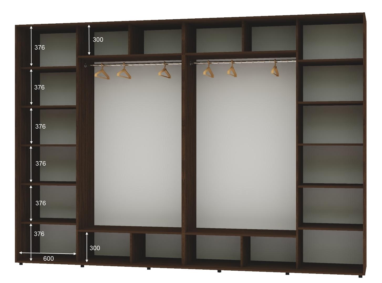 Шкаф-купе четырехдверный Алекса ДСП 340х60х250 см Орех селект каменный (57175) - фото 2 Шкаф-купе четырехдверный Алекса ДСП 340х60х250 см Орех селект каменный (57175) - фото 2