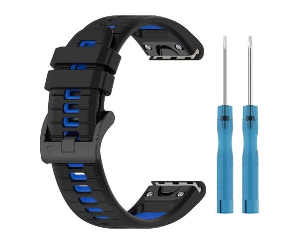 Ремешок Sport Silicone Dual Color для смарт-часов Garmin Fenix 8 43 мм 20 мм Черный с синим