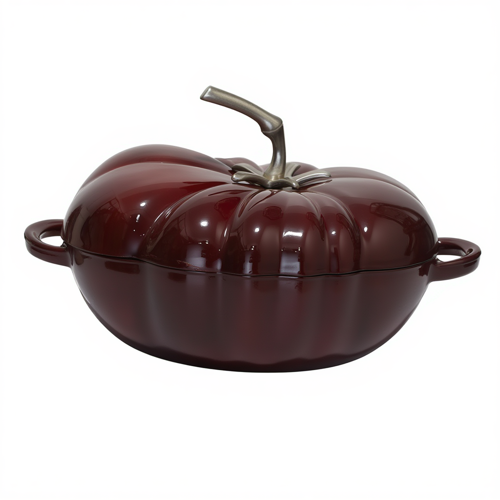 Кастрюля чугунная Томат эмалированная с крышкой 2,5 л Бургунди (HP-1-20)