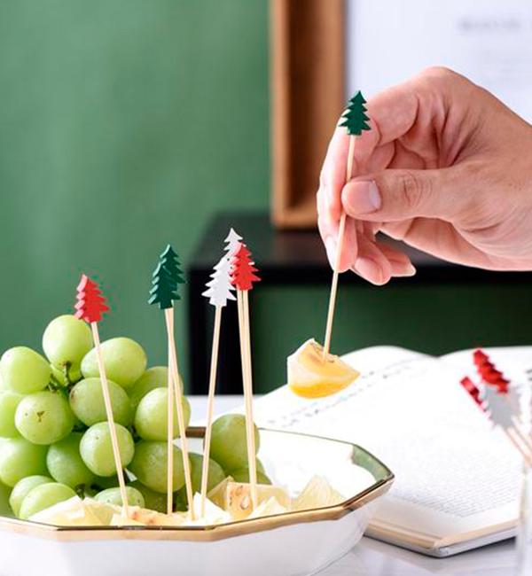 Шпажки новогодние деревянные Елки ассорти 25 шт. 12 см (10616) - фото 4