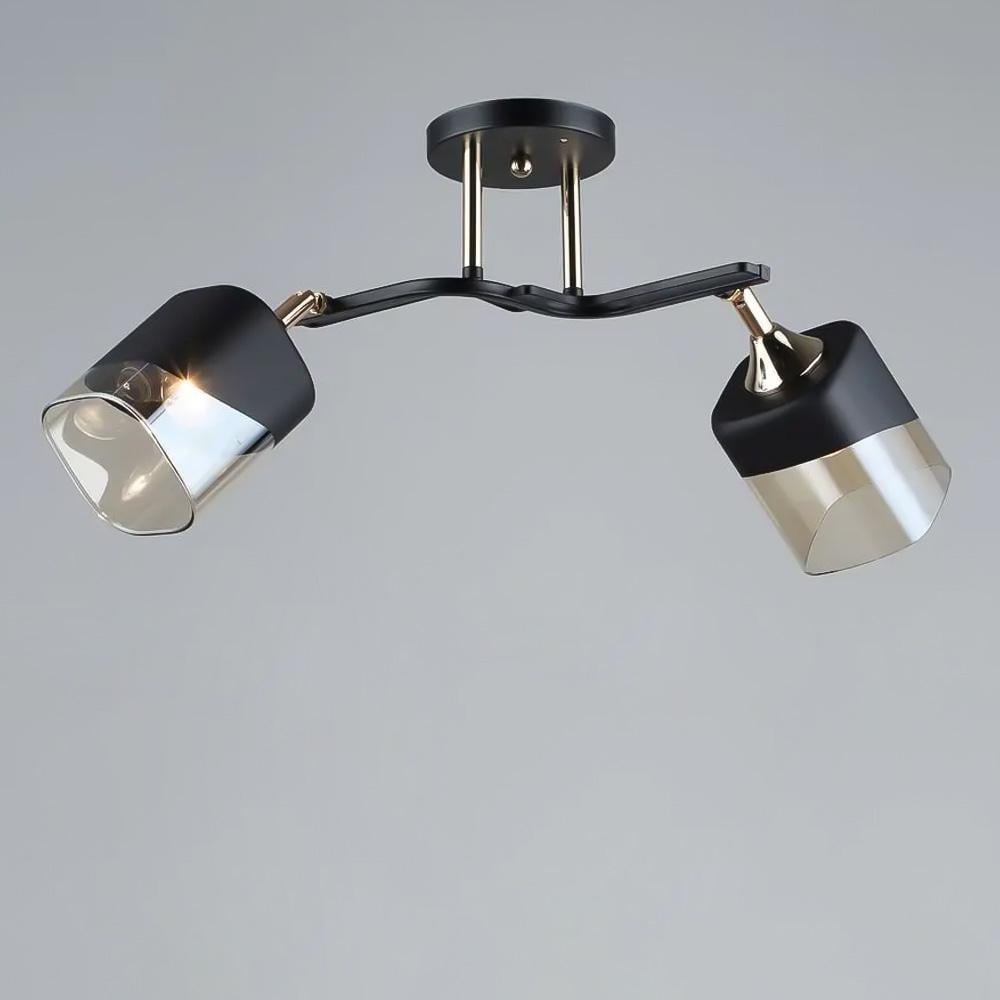 Люстра потолочная Light House SR-19617/2 BK/FGD E27 Черный/Золотой/Черный/Янтарный
