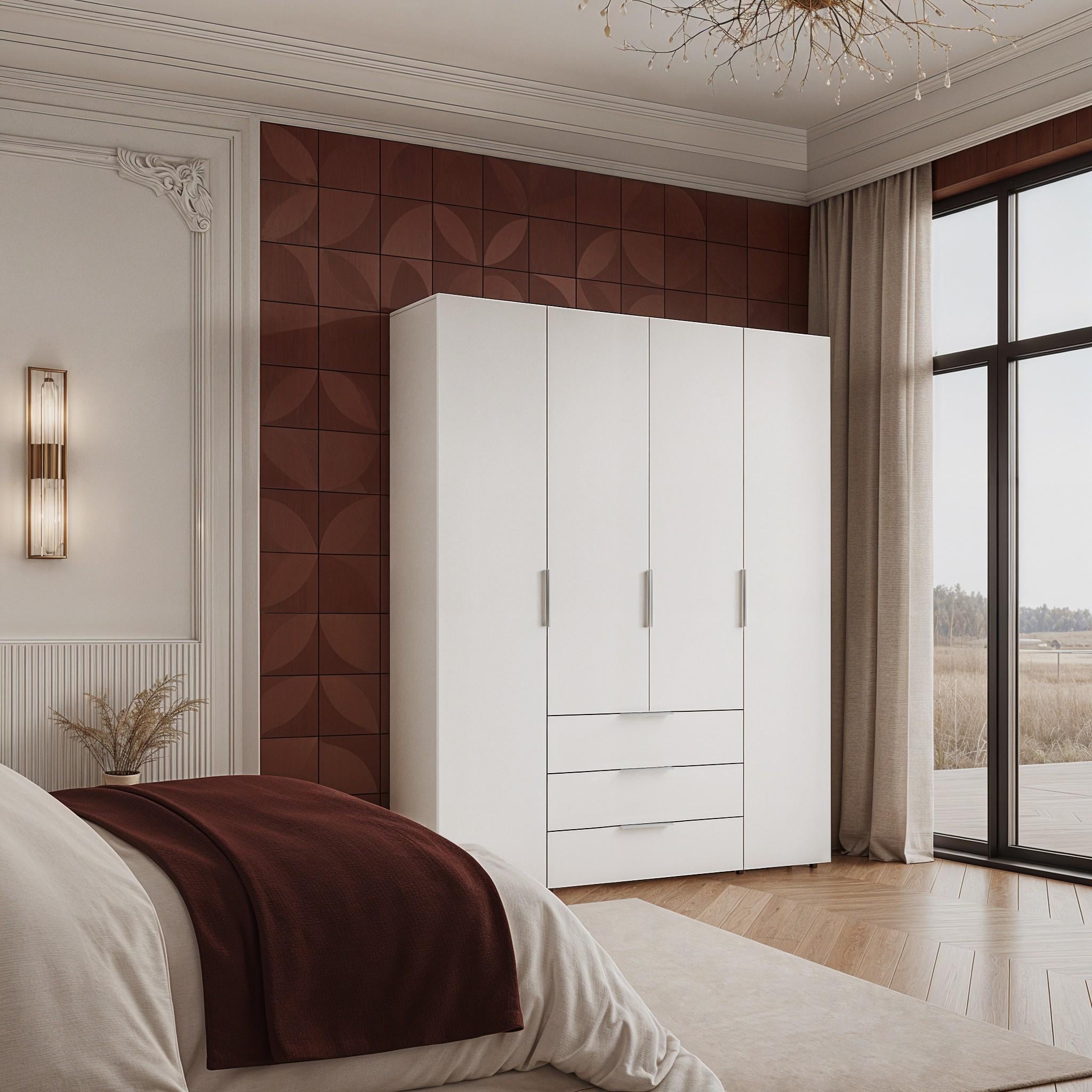 Шкаф с полками, штангой и ящиками Versale 4 1538x500x2050 мм Белый