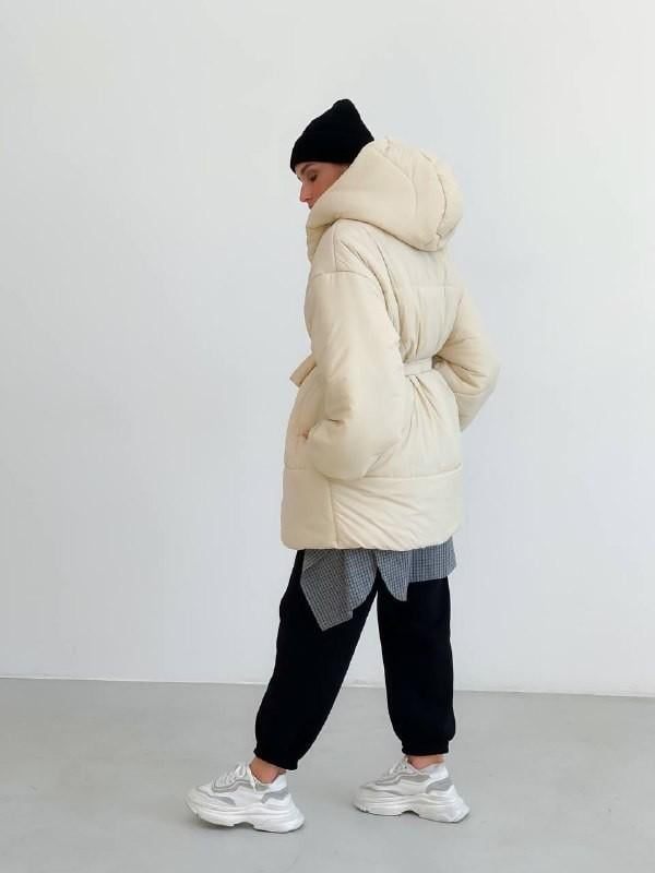 Куртка жіноча пухова ZF Inspire 1021 Оversize L-XL Бежевий (1021-Бж-L-XL) - фото 4 Куртка жіноча пухова ZF Inspire 1021 Оversize L-XL Бежевий (1021-Бж-L-XL) - фото 4