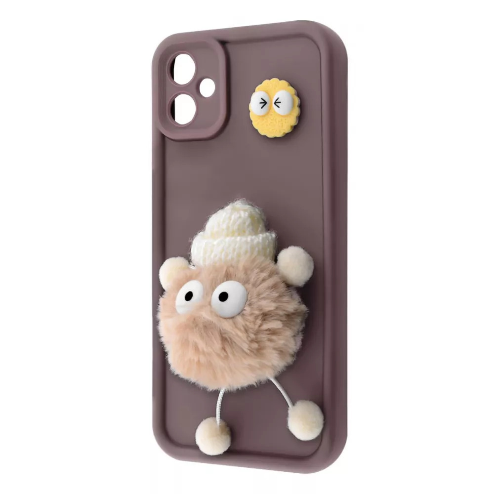 Защитный чехол PRC Pretty Things Case с рельефным дизайном для Samsung Galaxy A06 Brown/Fluffy white