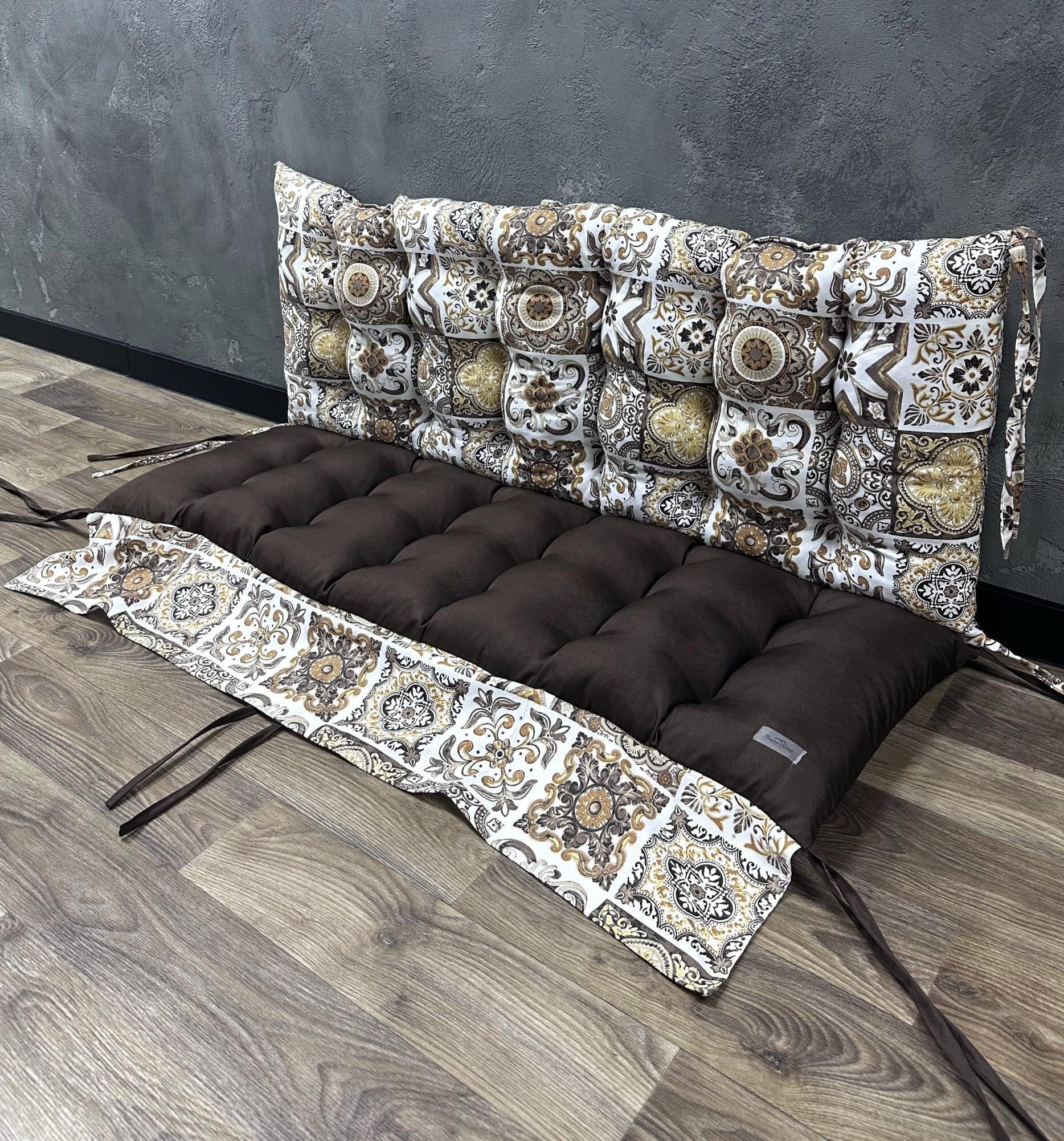 Подушка Comfort Home Abstraction на поддоны/качели/каркасы/садовую мебель комбинированная с рюшей 150х50х50 см