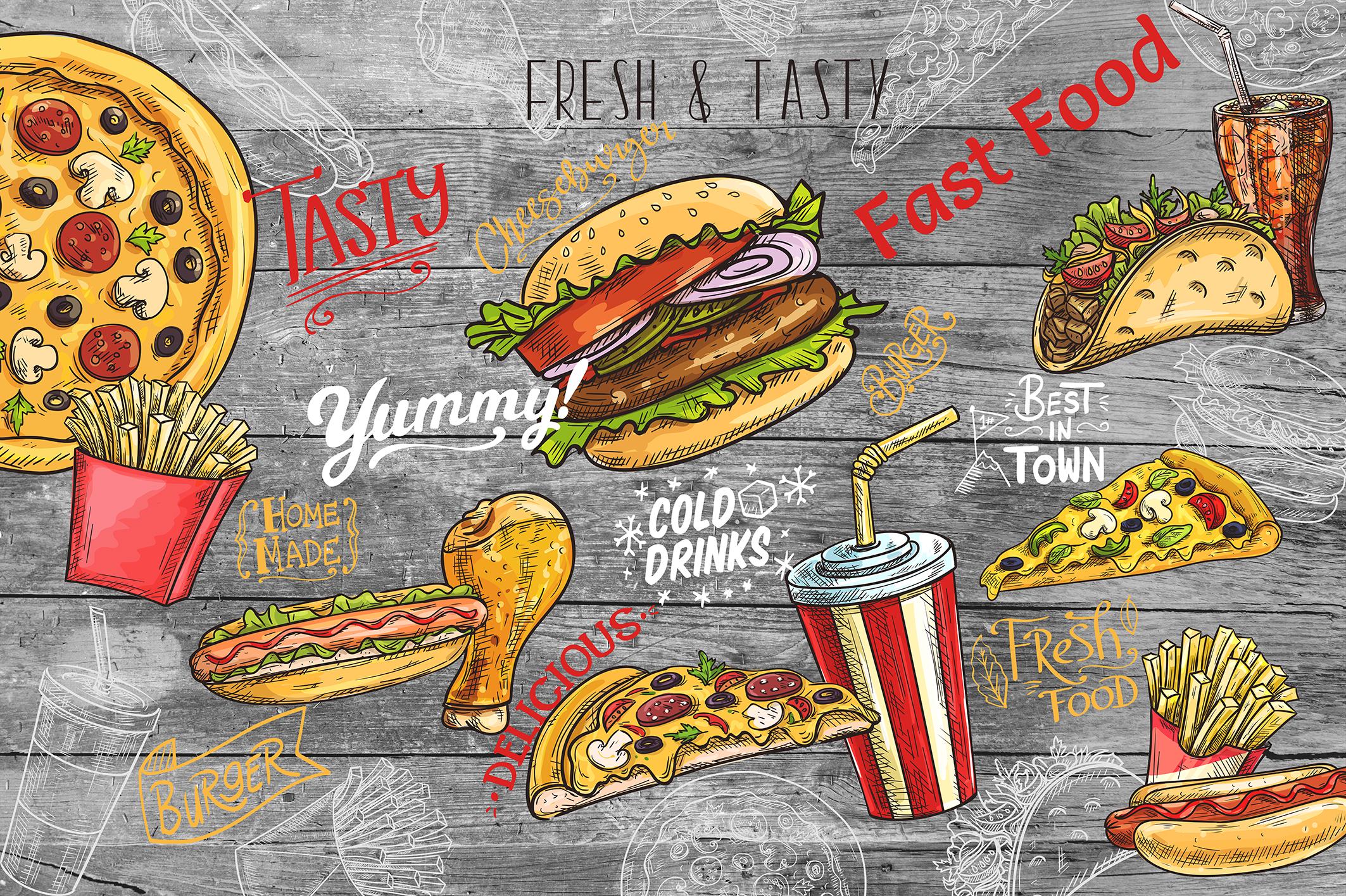 Фотошпалери флізелінові Upstream Вулична їжа швидкий перекус 180х120 см (S5OTR-082/2)