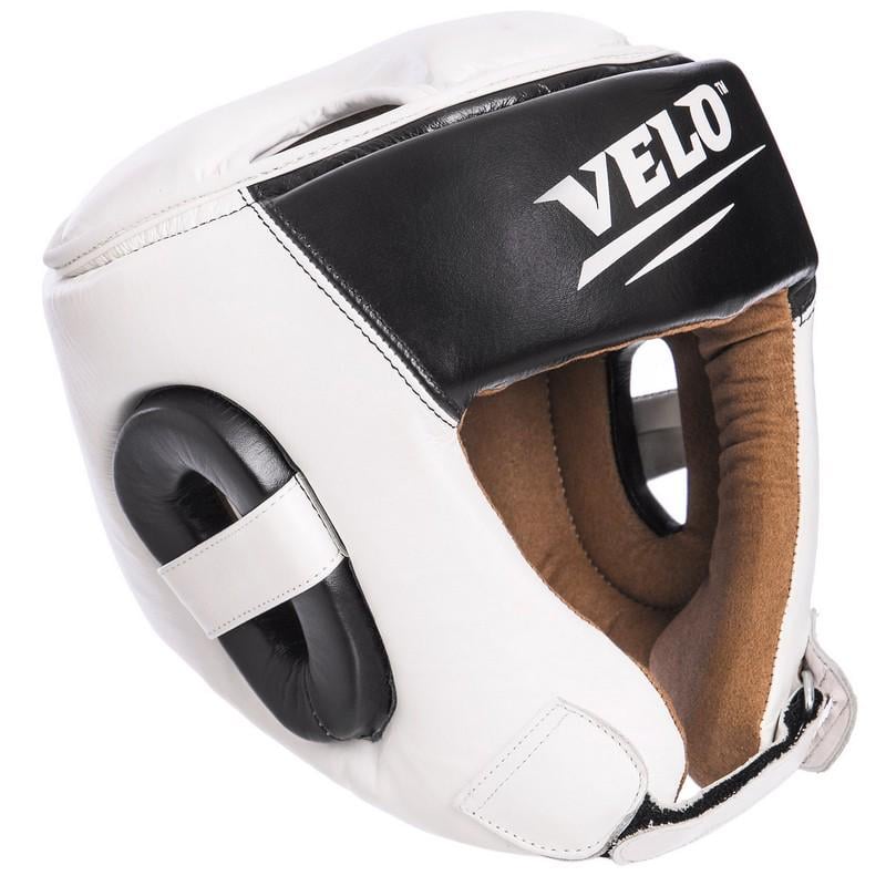 Шлем боксерский открытый Velo VL-2211 с усиленной защитой верхушки кожаный L Белый