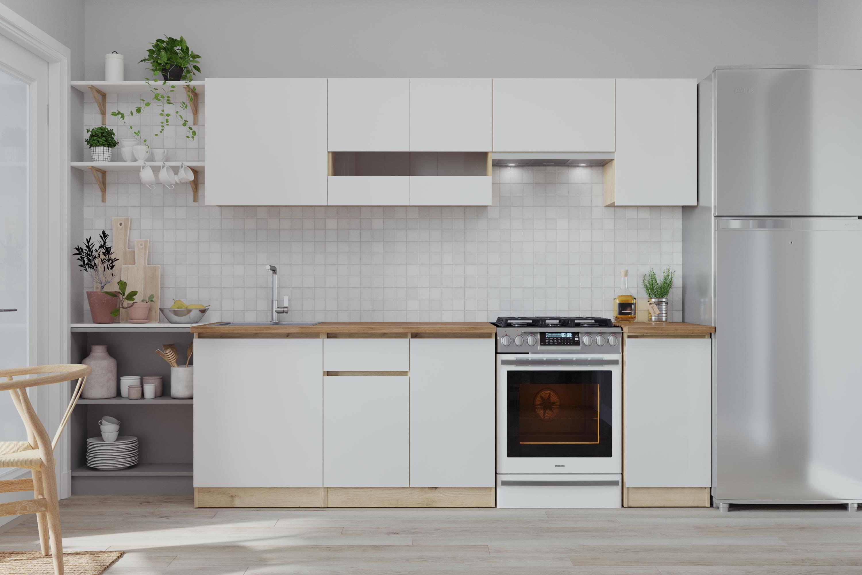 Кухня Win Мебель Калипсо со столешницей 2,4 м Дуб Артизан/Нимфея Альба (27731274)