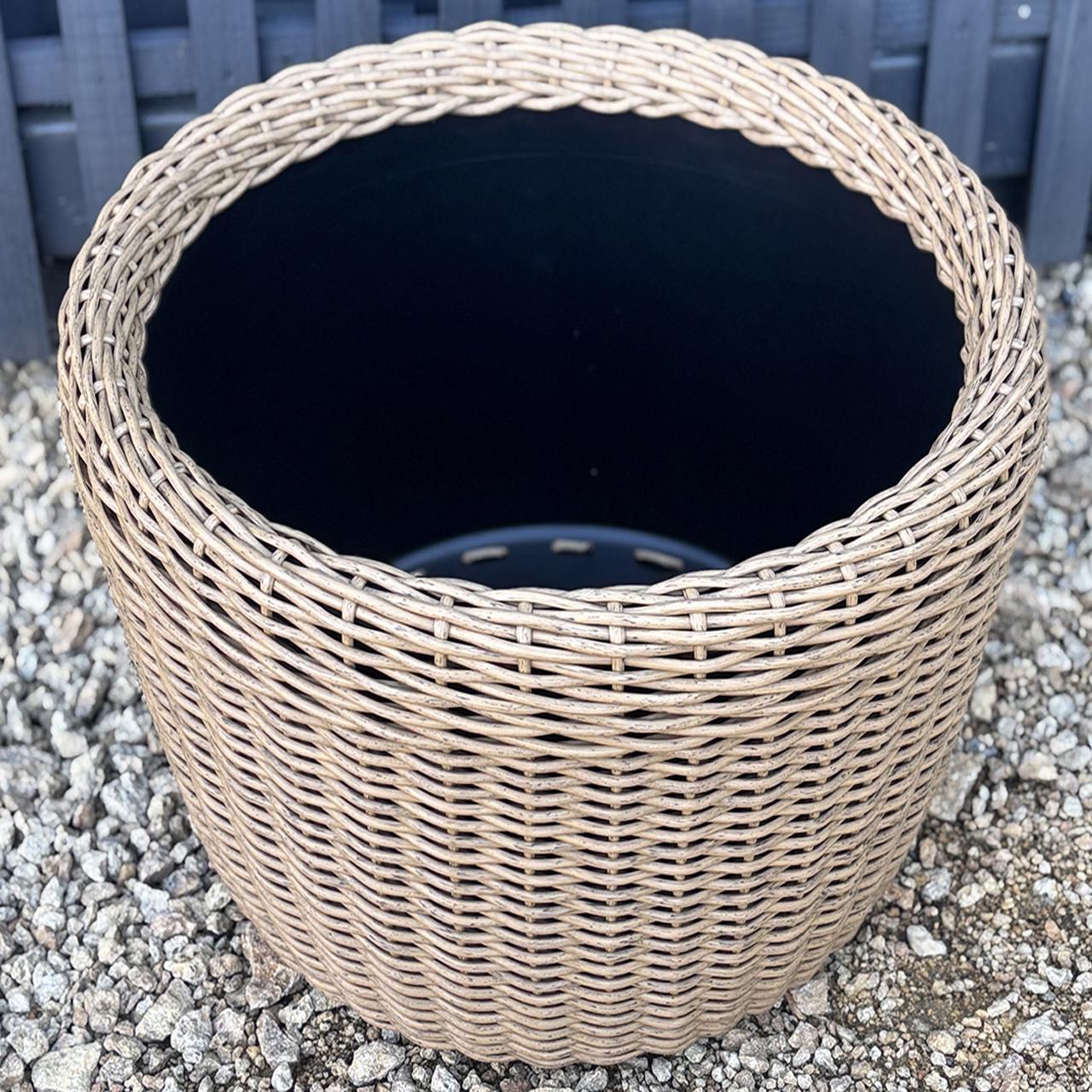 Кашпо велике для рослин та квітів з штучного ротангу/ручної роботи 90 л Дерево - фото 4