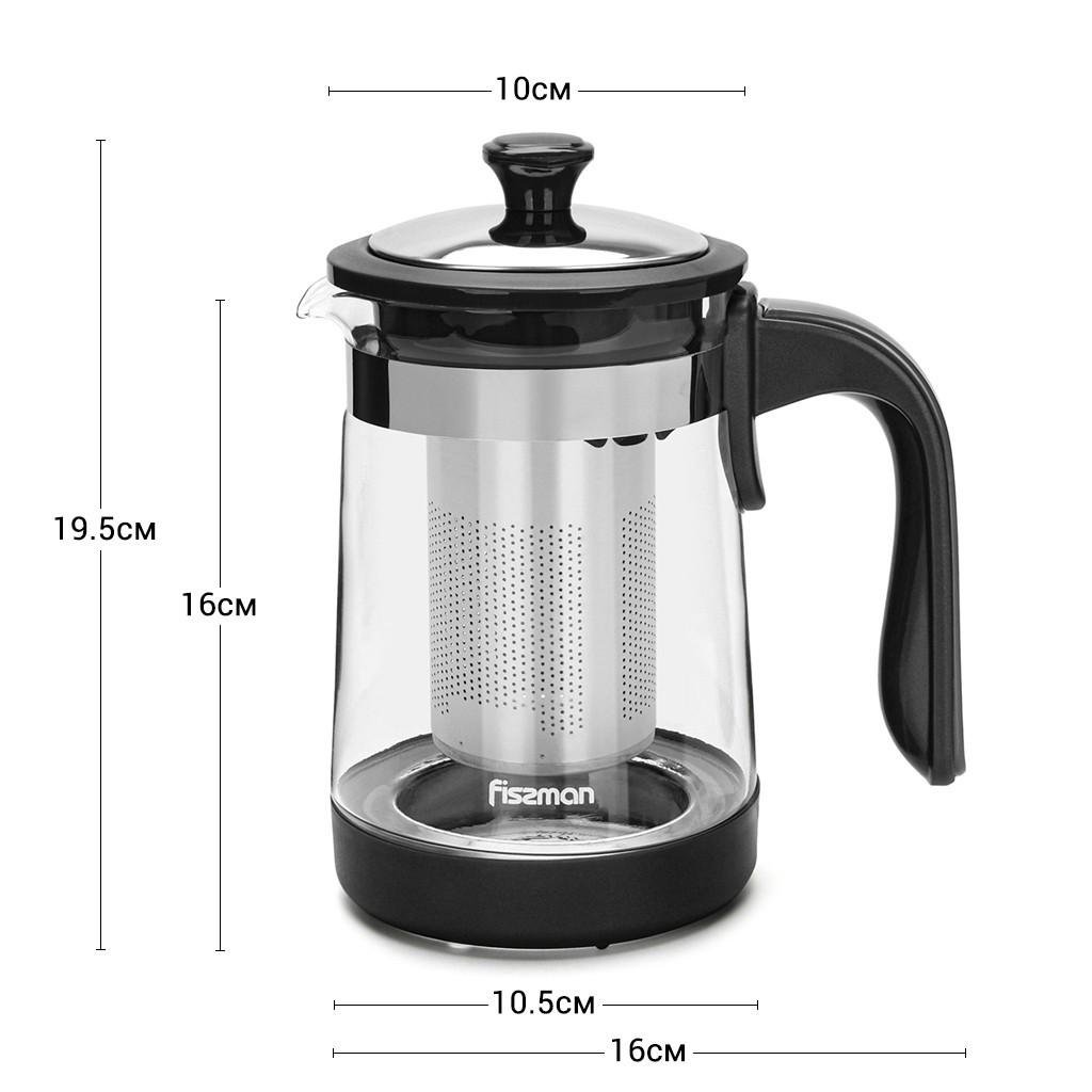 Заварювальний чайник Fissman 16x10,5x19,5 см 950 мл з боросилікатного скла (6461) - фото 5 Заварювальний чайник Fissman 16x10,5x19,5 см 950 мл з боросилікатного скла (6461) - фото 5