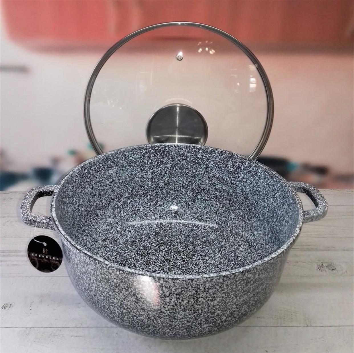 Кастрюля Edenberg с мраморным антипригарным покрытием и крышкой 6,8 л 28 см (EB-1171) - фото 5