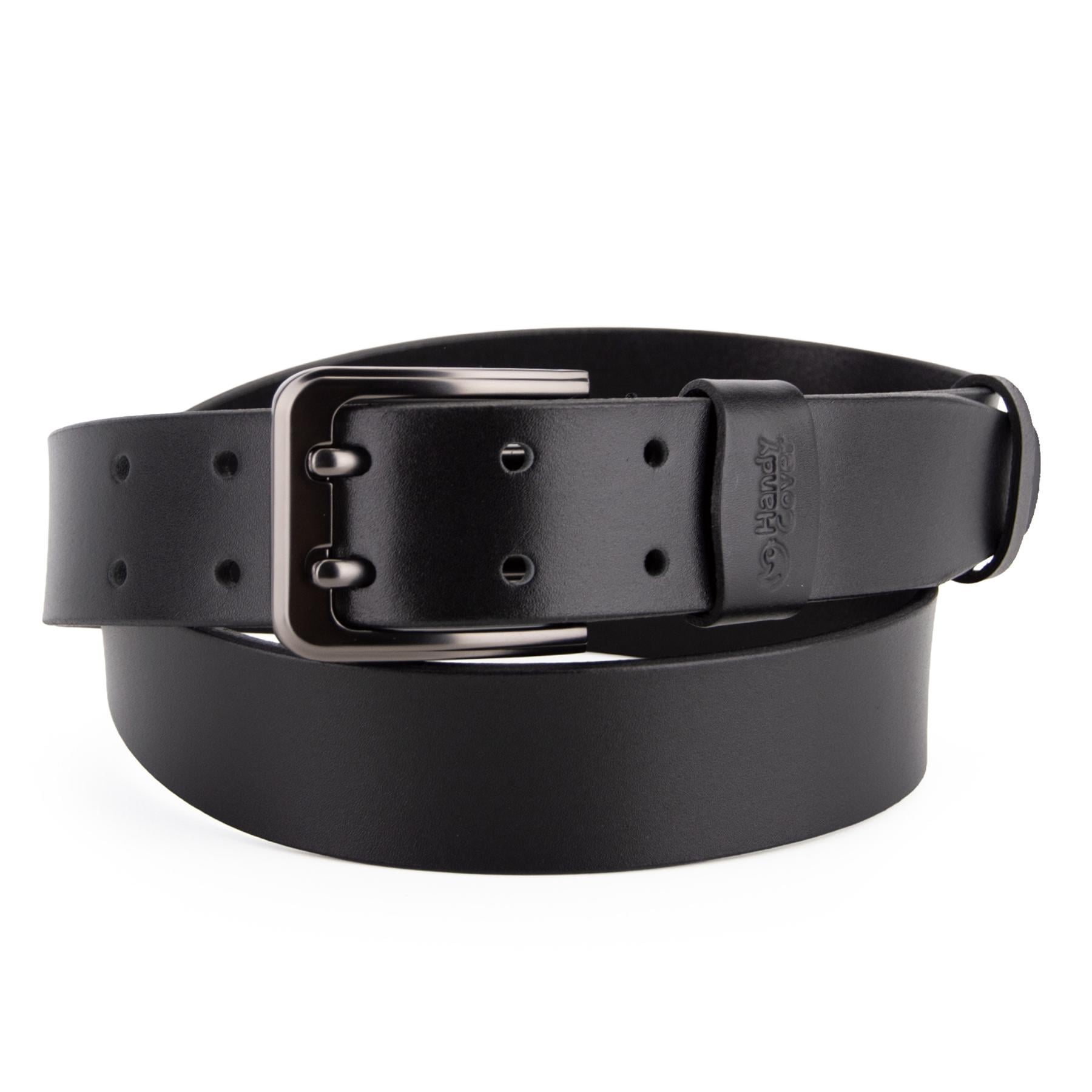 Ремень мужской кожаный НС-4067 с двумя язычками 130 см Черный (2898284084)