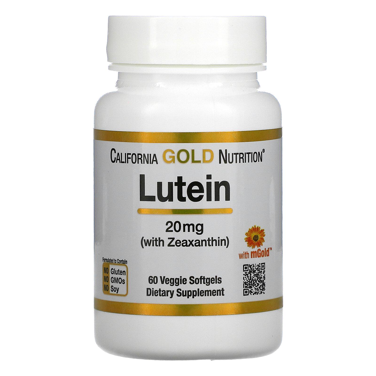 Лютеин California Gold Nutrition Lutein with Zeaxanthin 20 мг 60 Veg Softgels (CGN-01408) Лютеин California Gold Nutrition Lutein with Zeaxanthin 20 мг 60 Veg Softgels (CGN-01408)