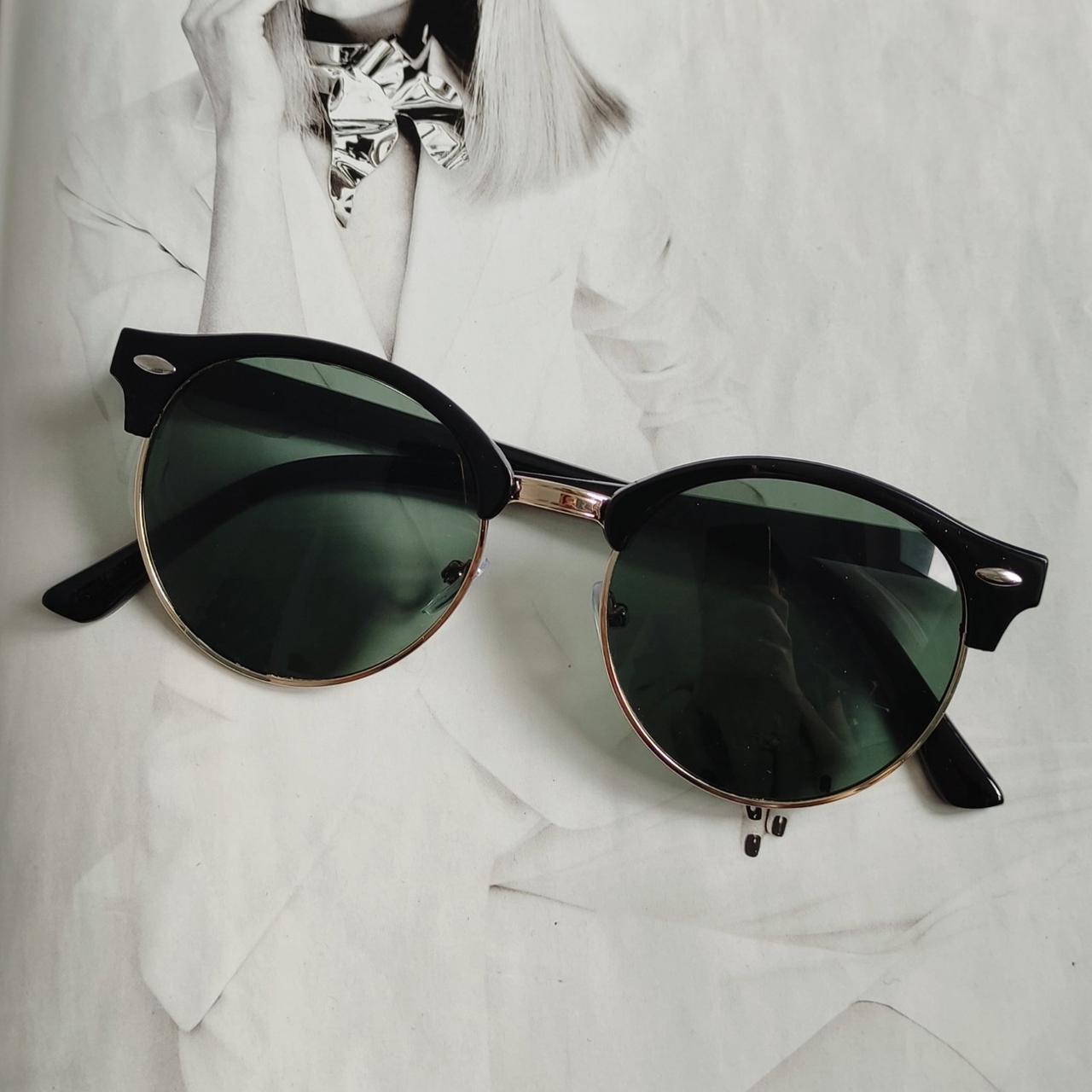 Солнцезащитные очки клабмастер круглые Зеленый