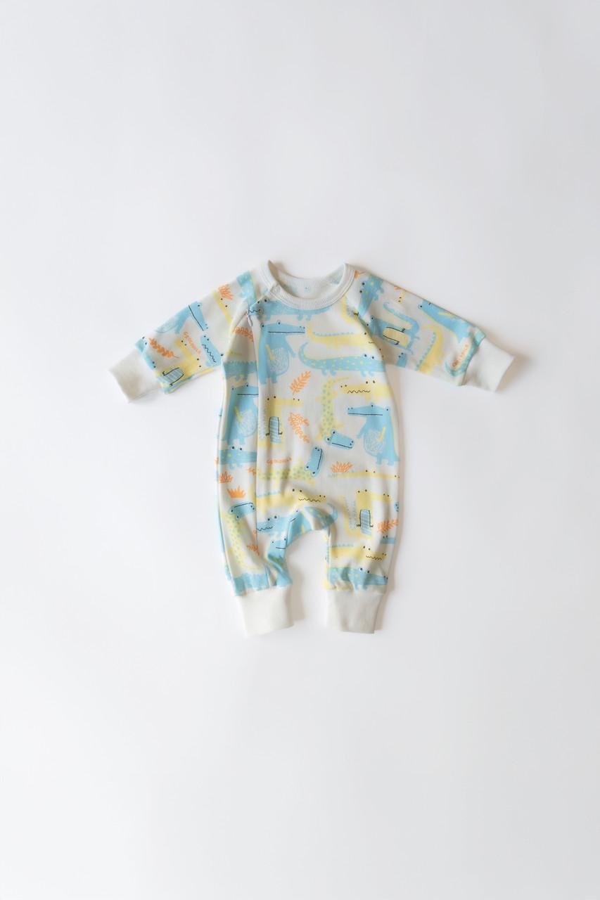 Ромпер на блискавці інтерлок Крокодил світлий 74 см (2702848279)