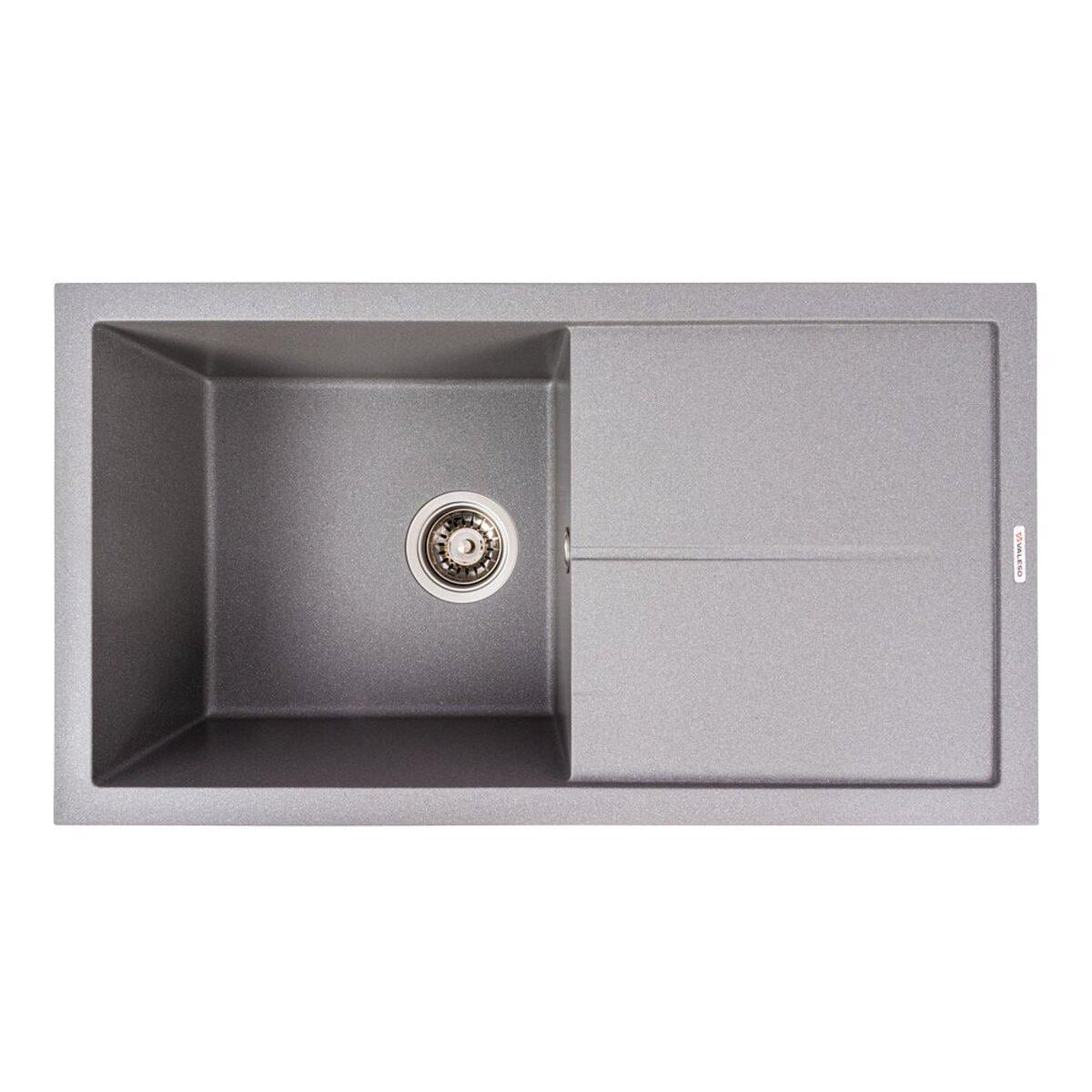 Мойка для кухни гранитная врезная Valeso Solid прямоугольная 780x430 мм Серый металлик (SP000047086)