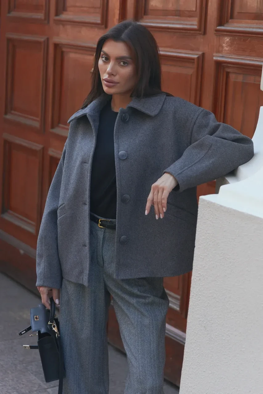 Пальто женское Seventeen S-M Серый (2733944417) - фото 2 Пальто женское Seventeen S-M Серый (2733944417) - фото 2