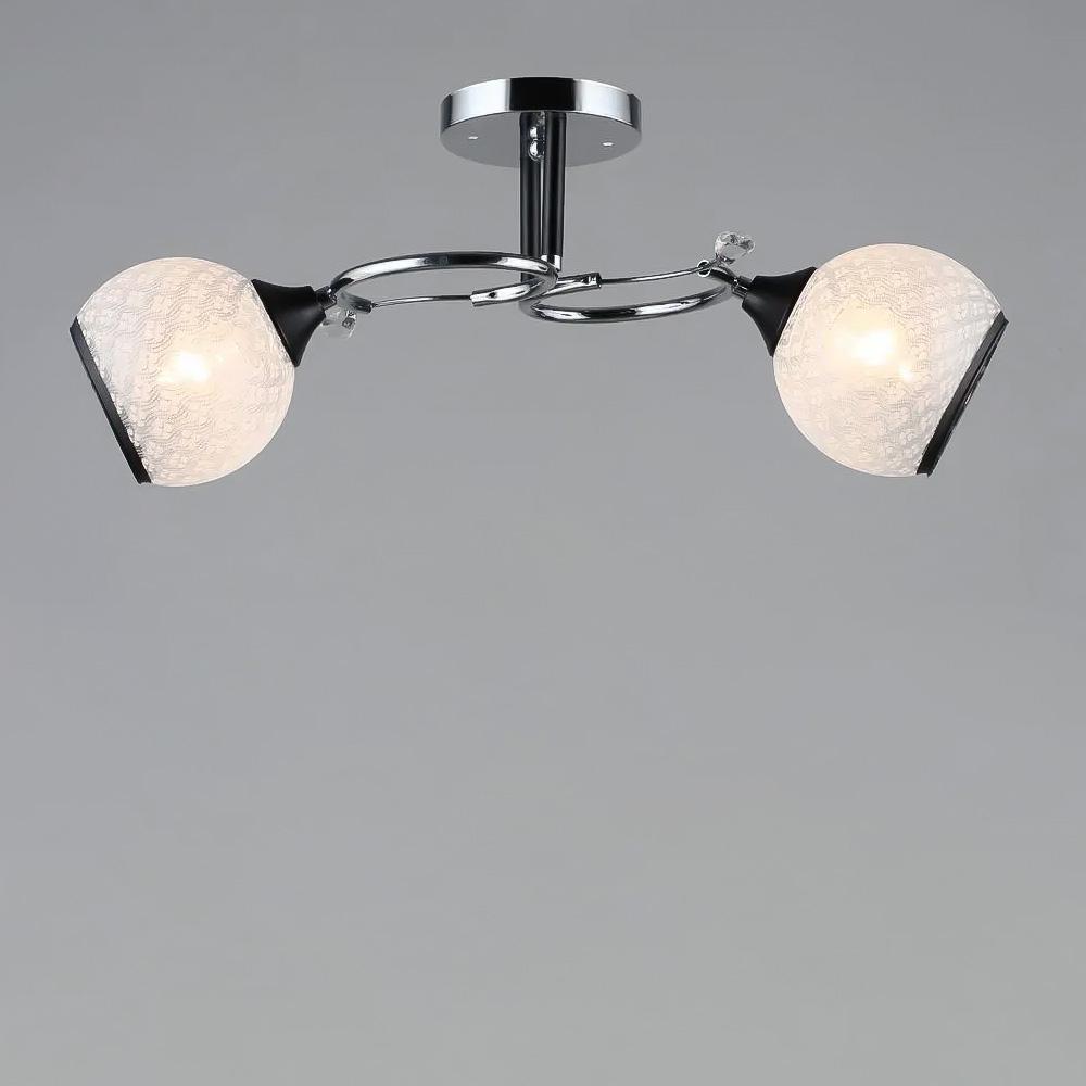 Люстра потолочная Light House SR-19194/2 CH/BK E27 с узором 520х190х220 мм Хром/Черный/Белый