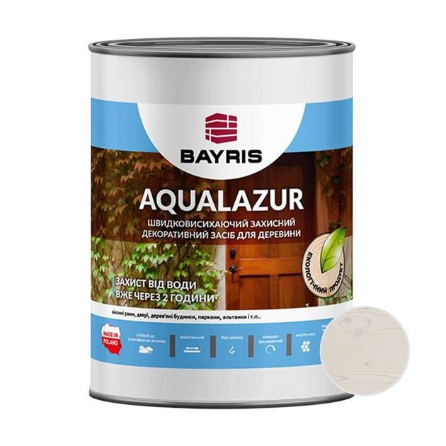 Средство для дерева защитное декоративное Bayris AQUALAZUR быстросохнущее 2,5 л Белое (27809381)
