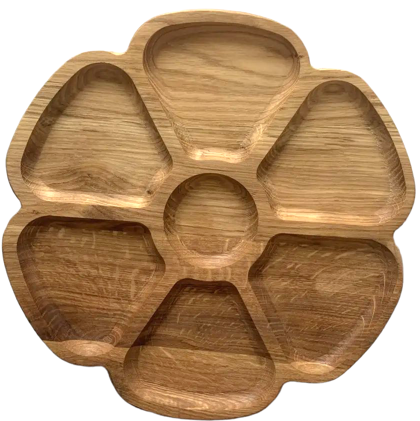 Менажница дубовая на 7 секций 30 см (17357)