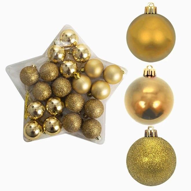 Набір ялинкових куль пластикових d 4 см 20 шт. Золотий (43020)