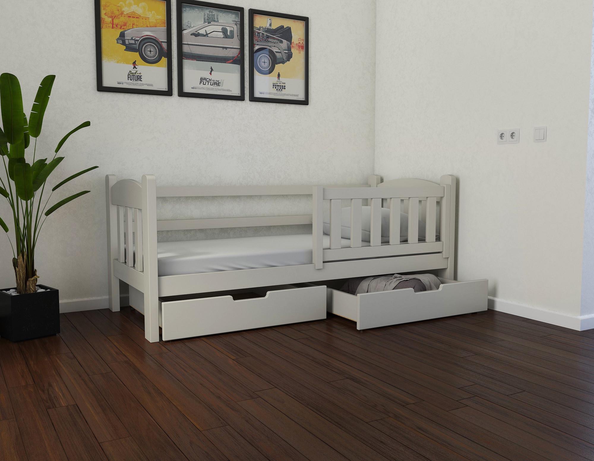 Кровать односпальная в детскую Luna mebli Элли с бортиком/ящиками 90х200 см Белый (43944)