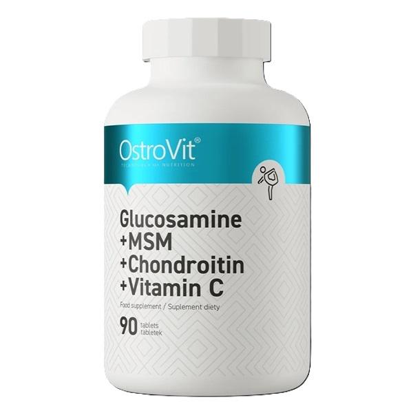 Хондропротектор для спорта OstroVit Glucosamine + MSM + Chondroitin + Vitamin C 90 таб. (000006437)