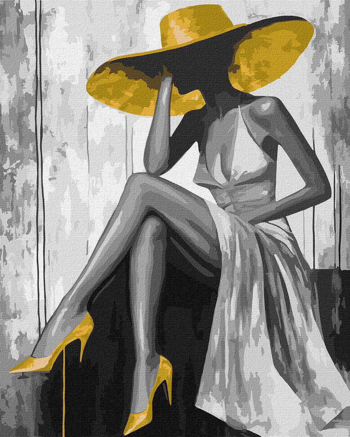 Набір для розпису по номерах Ideyka Золота дама КНО8539 з фарбами металік extra 40x50 см (MTT-199523)