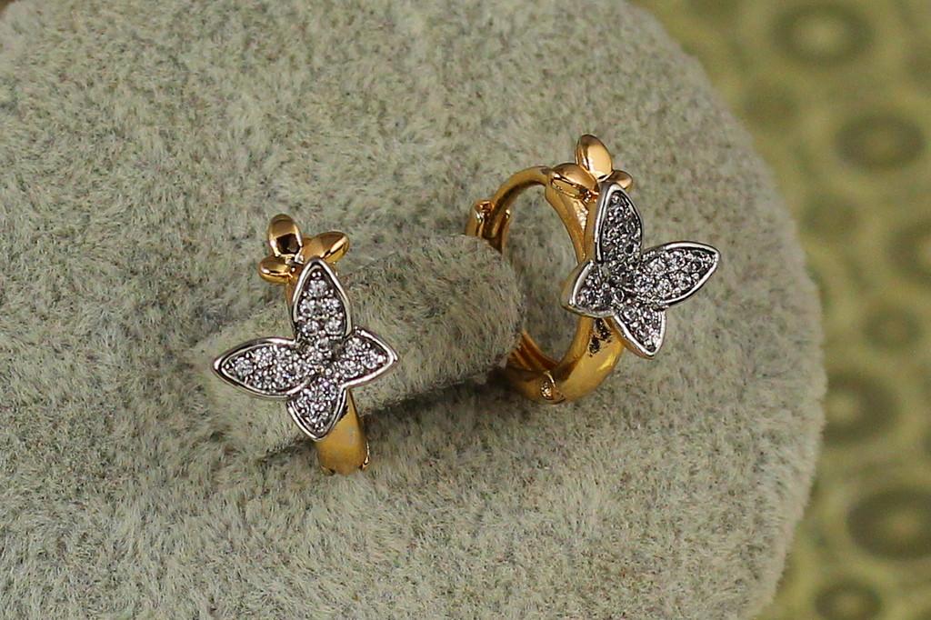 Серьги Xuping Jewelry Бабочки с родием 1,3 см Золотистый (2481409890)