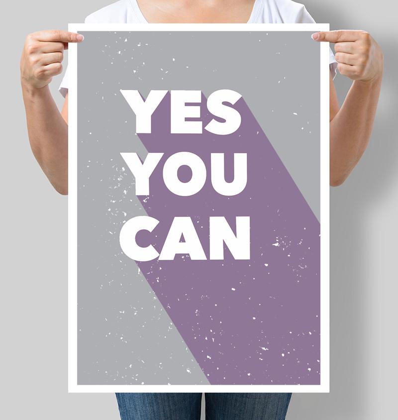 Постер мотивирующий "Yes you can" 42х60 см (М090)