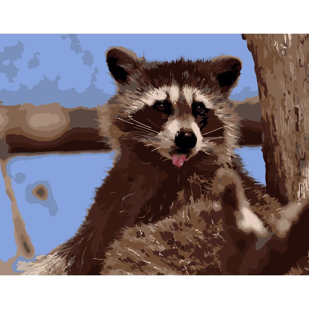 Картина за номерами Strateg Преміум Смішний єнотик 40x50 см (DY088)